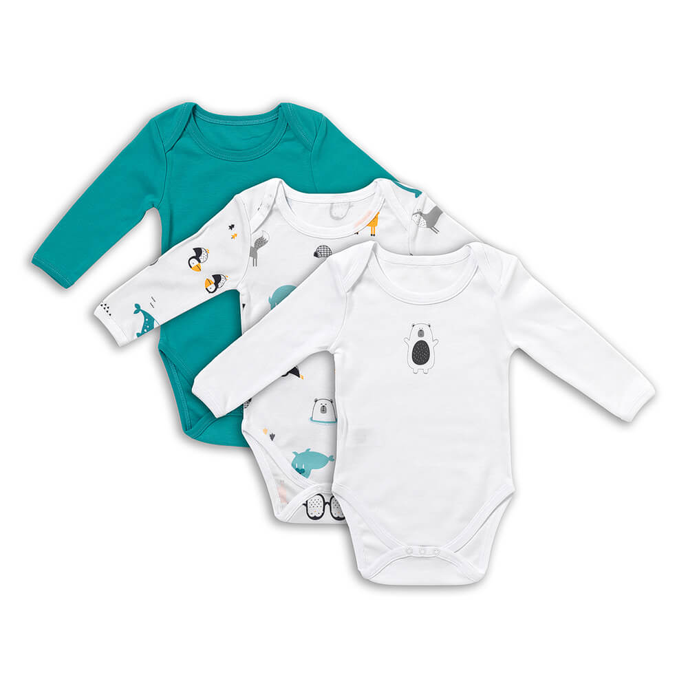 Body bébé à manches longues 100% bio - lot de 3