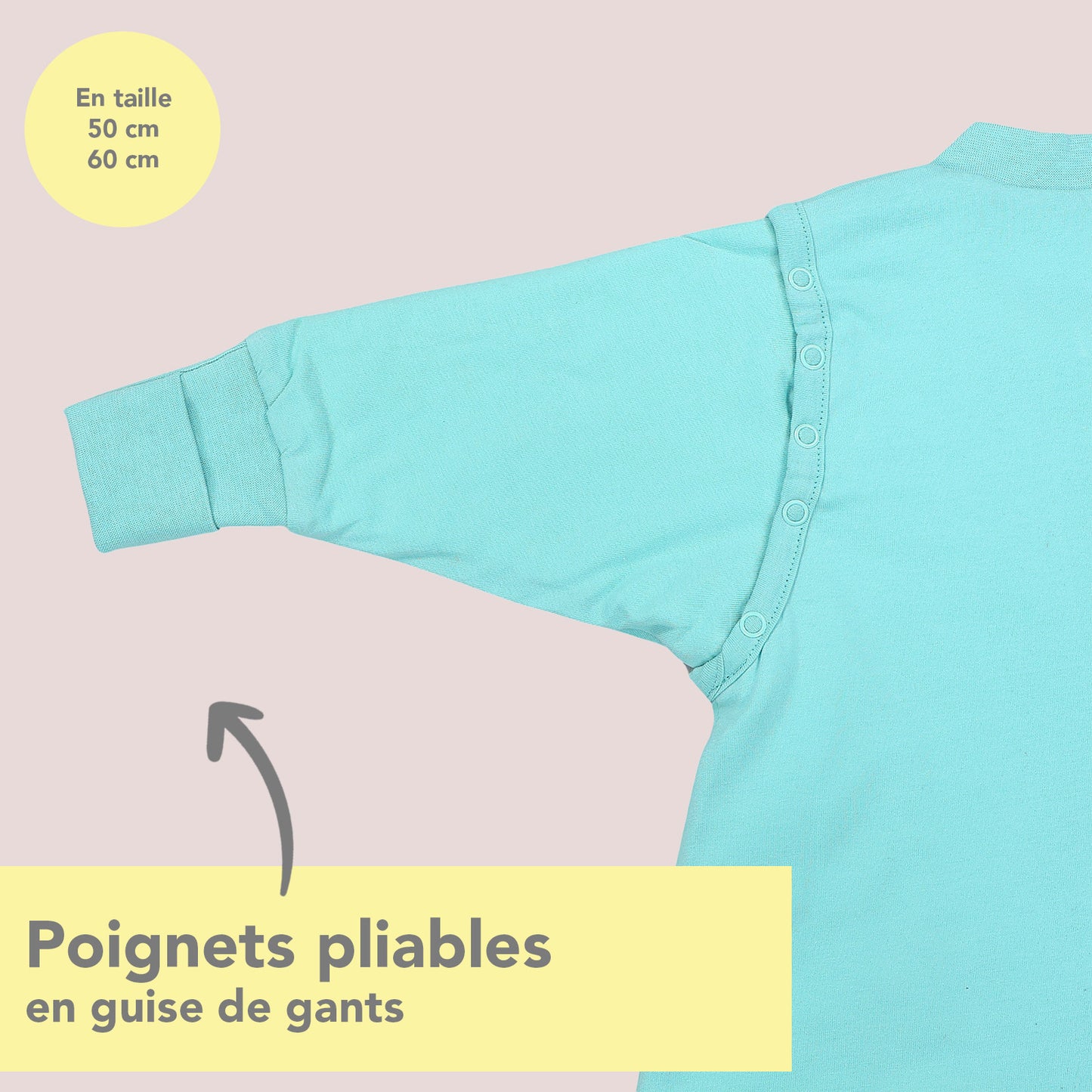 Gigoteuse à pieds et manches été & mi-saison - TOG 1_Aqua_poignets_1200