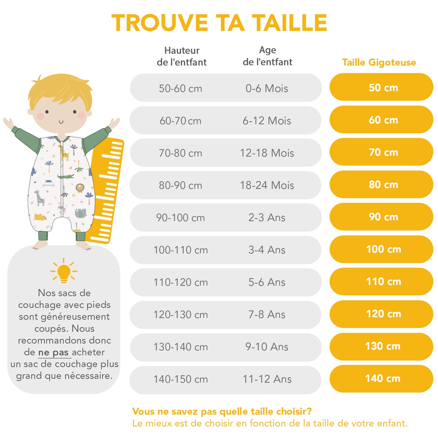 Gigoteuse à pieds et manches été & mi-saison - TOG 1