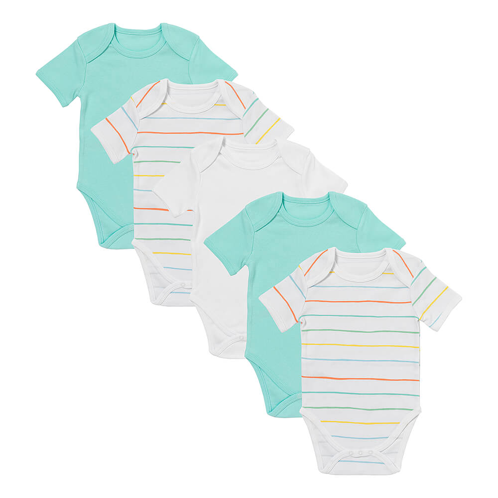 Body bébé manches courtes 100% bio - lot de 5