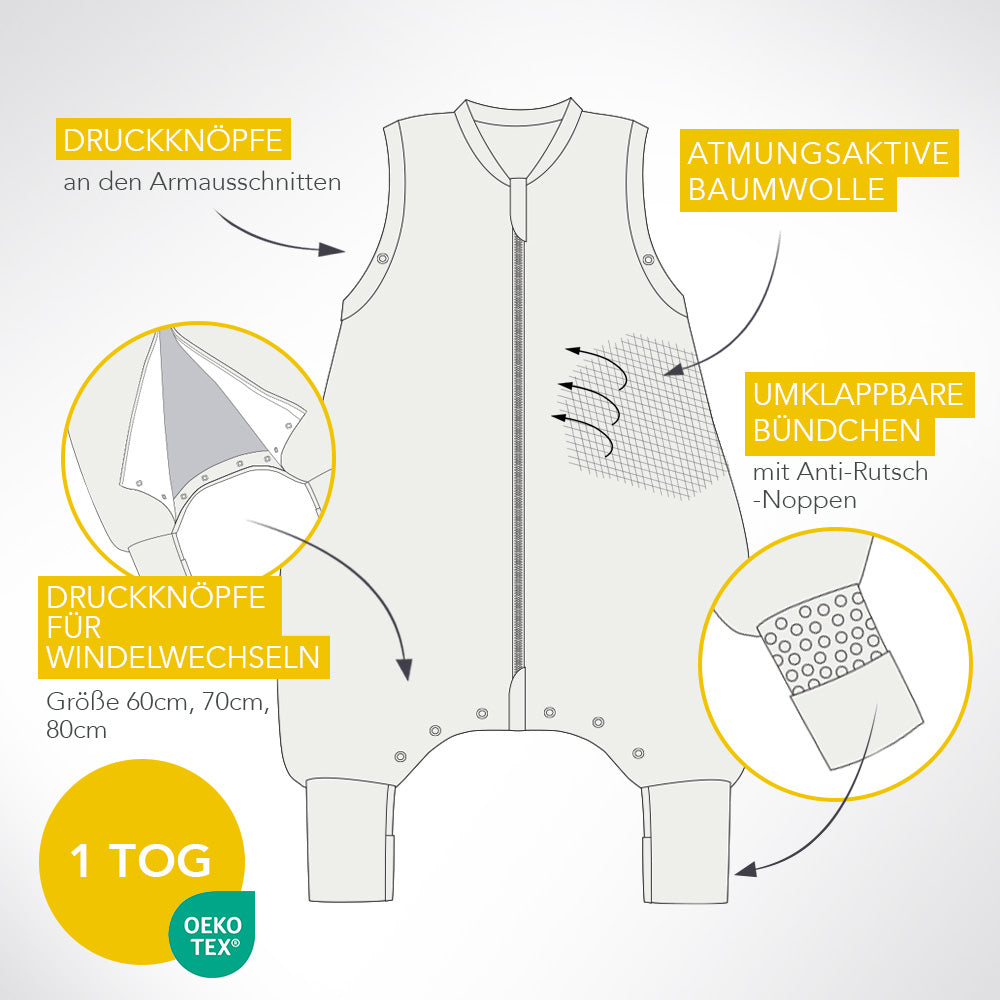 Gigoteuse à pieds été & mi-saison - coton 100% bio - TOG 1