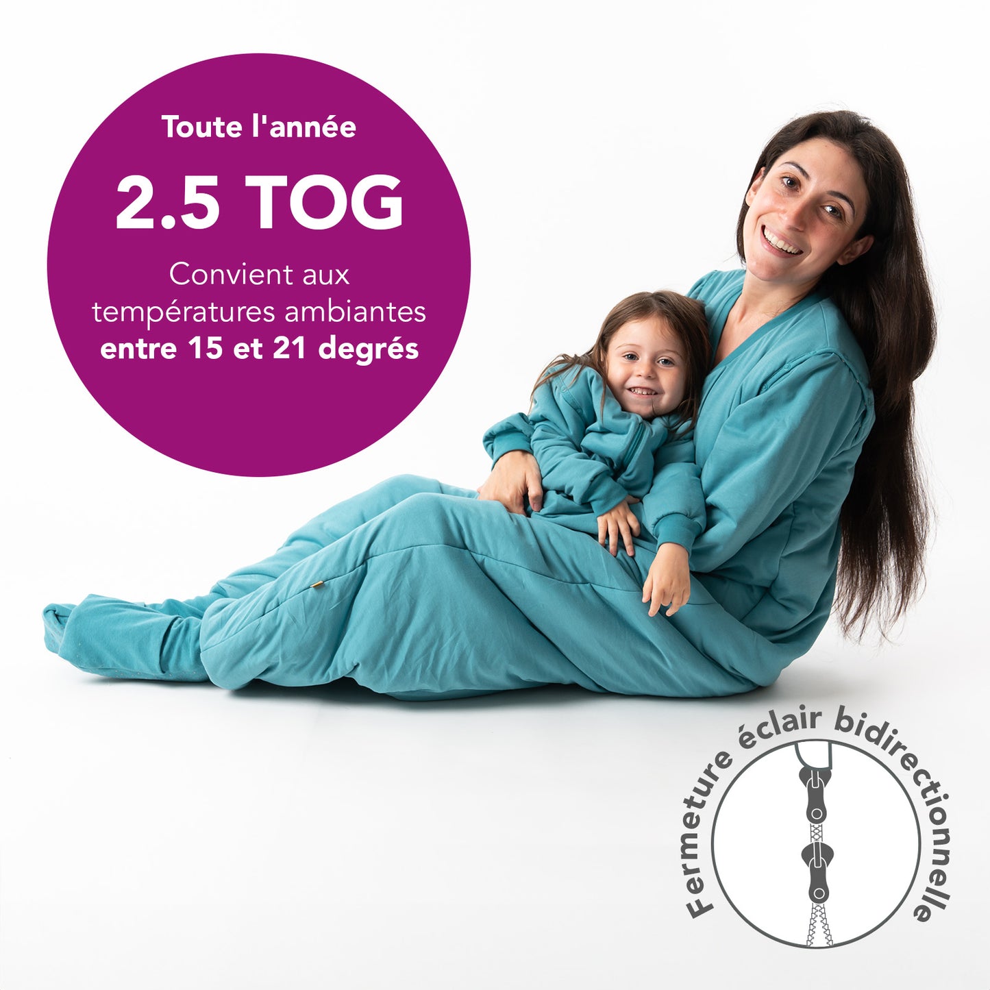 Gigoteuse à pieds adulte - manches amovibles - 2.5 TOG