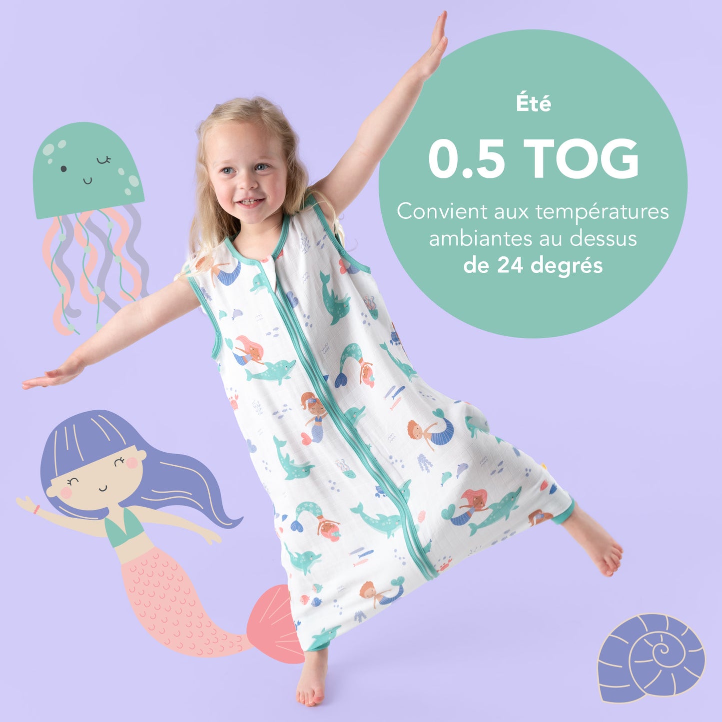 Gigoteuse à pieds été - mousseline - 0.5 TOG