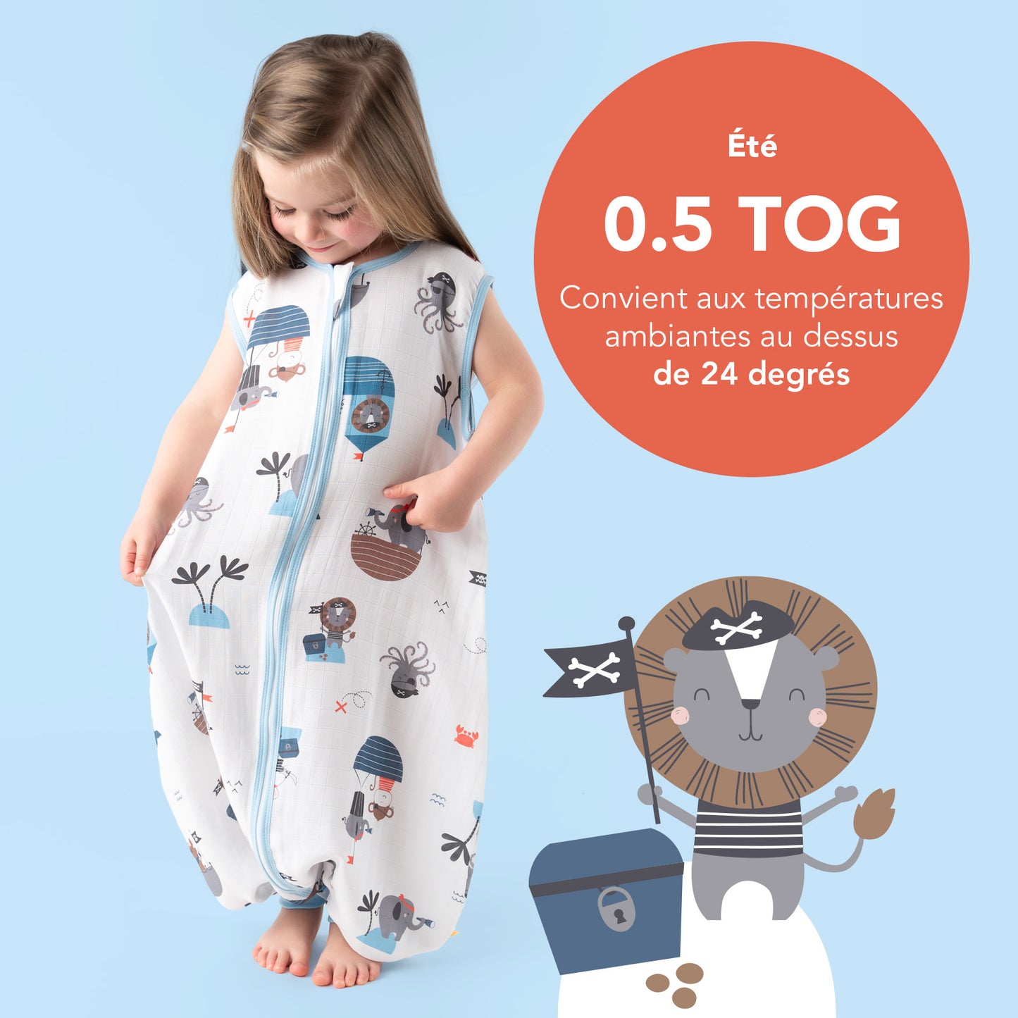 Gigoteuse à pieds été - mousseline - 0.5 TOG