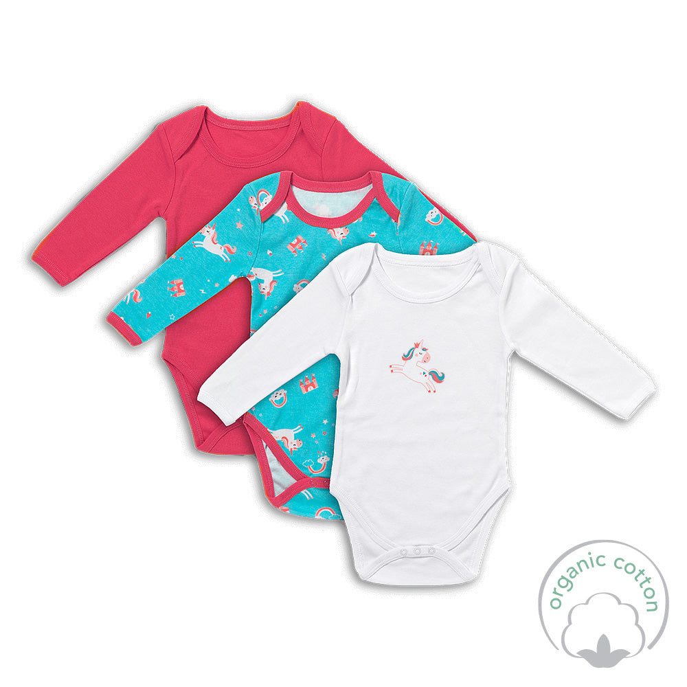Body bébé à manches longues 100% bio - lot de 3