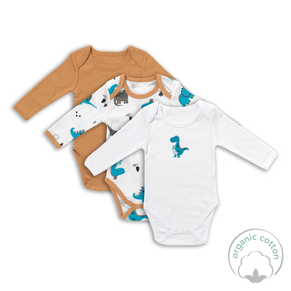 Body bébé à manches longues 100% bio - lot de 3
