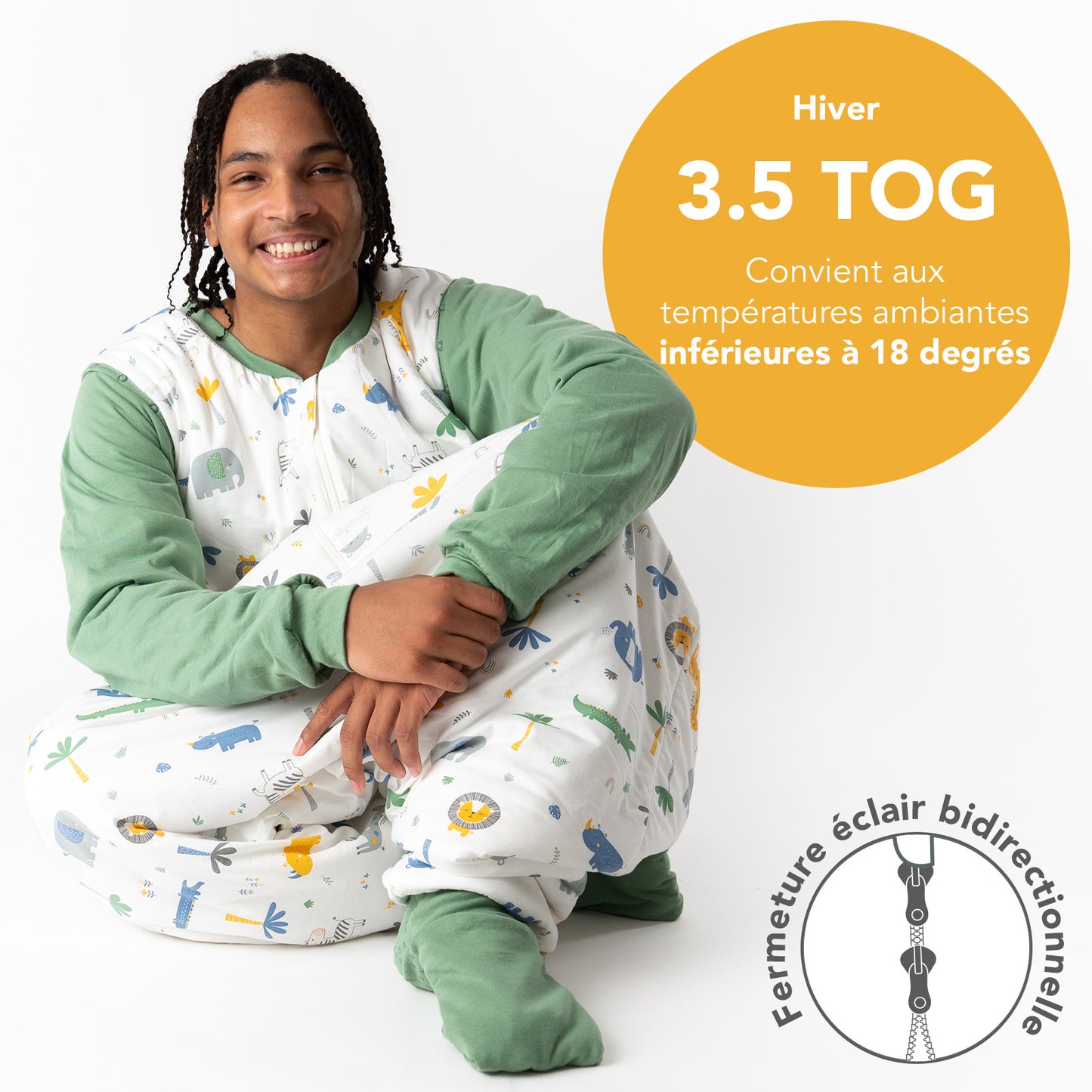 Gigoteuse à pieds adulte - manches amovibles - 3.5 TOG