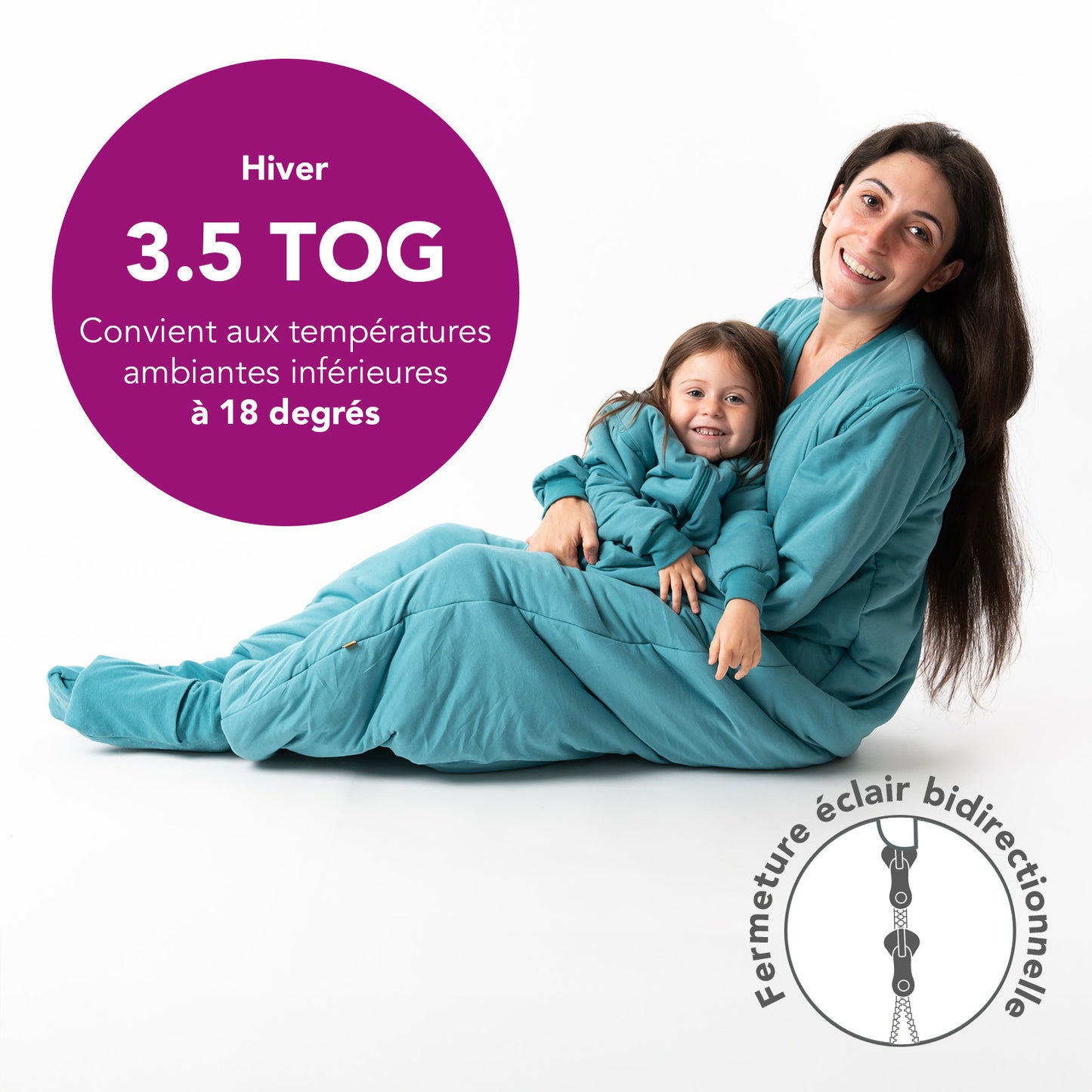 Gigoteuse à pieds adulte - manches amovibles - 3.5 TOG