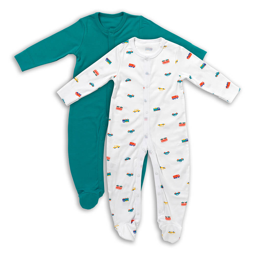 Grenouillère bébé à manches longues 100% bio - lot de 2