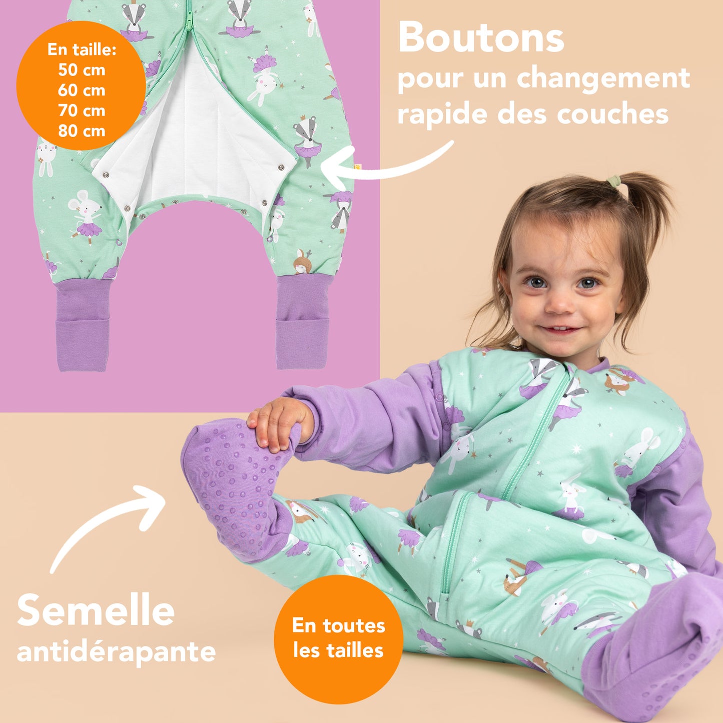 Gigoteuse à pieds et manches été & mi-saison - TOG 1_Ballerine_zone du pied_1182