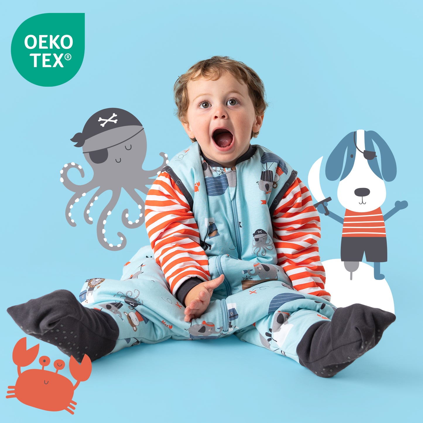 Gigoteuse à pieds et manches été & mi-saison - TOG 1_Pirate_OEKOTEX_1182