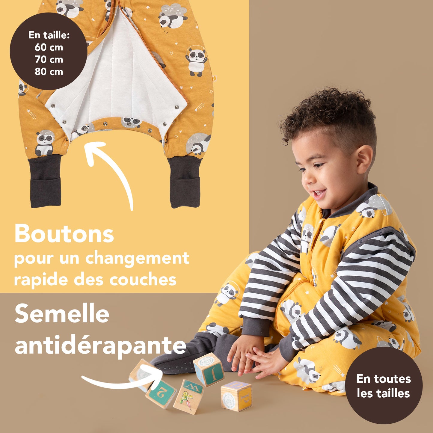 Gigoteuse à pieds et manches été & mi-saison - TOG 1_Panda_zone du pied_1182