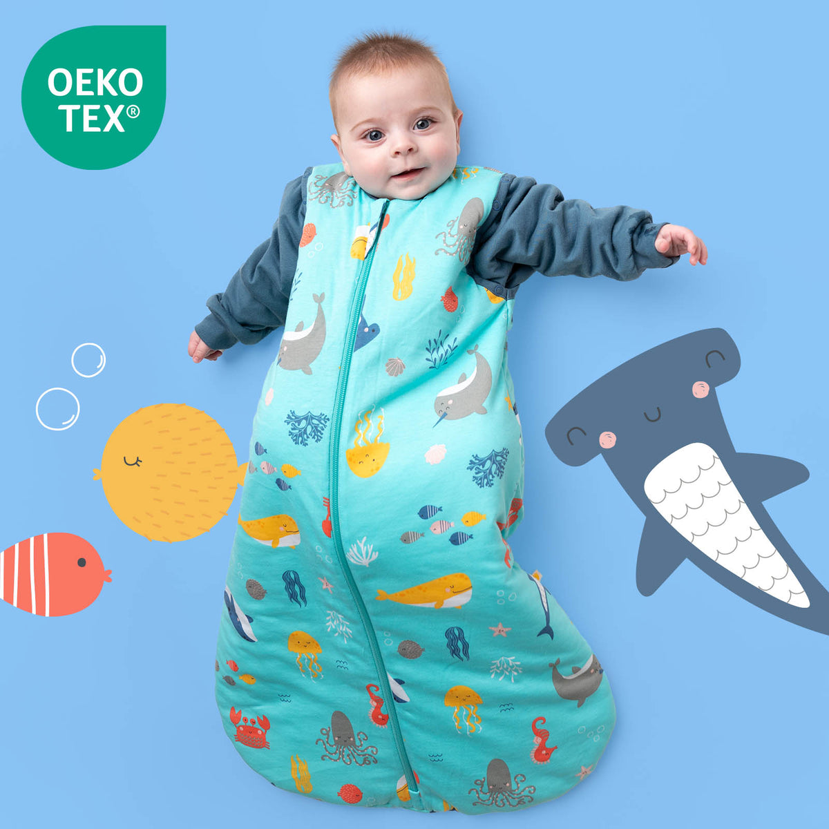 Gigoteuse bébé été & mi-saison - TOG 1_Animaux marins_OEKOTEX_1187