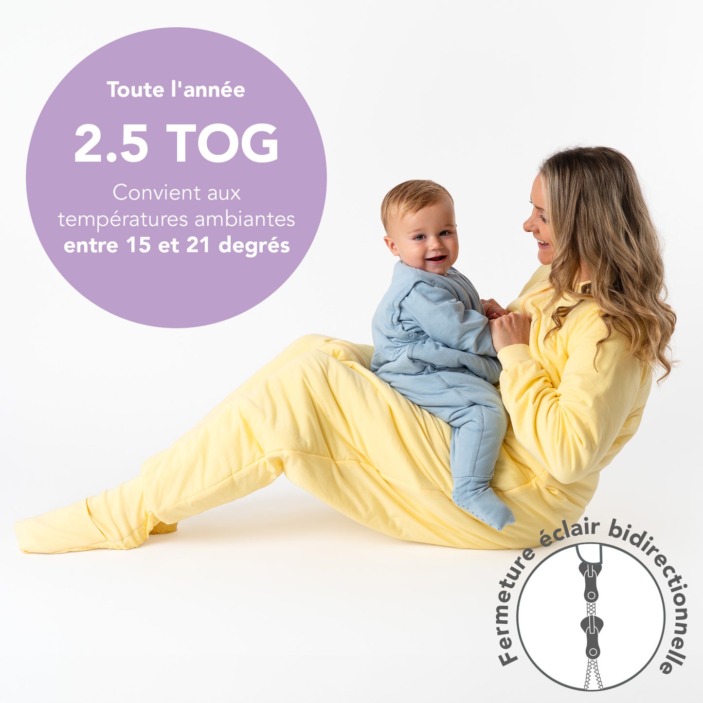 Gigoteuse à pieds adulte - manches amovibles - 2.5 TOG