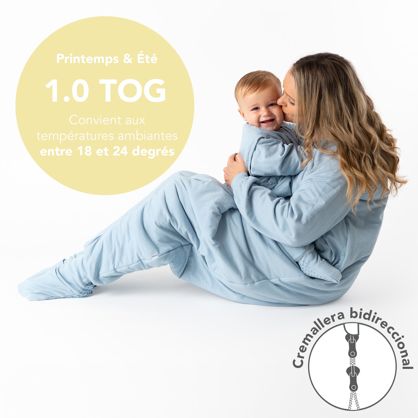 Gigoteuse à pieds adulte - manches amovibles - TOG 1_Bleu Glacé_TOG_1190