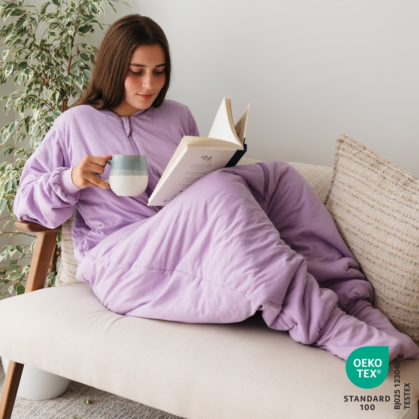 Gigoteuse à pieds adulte - manches amovibles - TOG 1_Lilas_OEKOTEX_1190