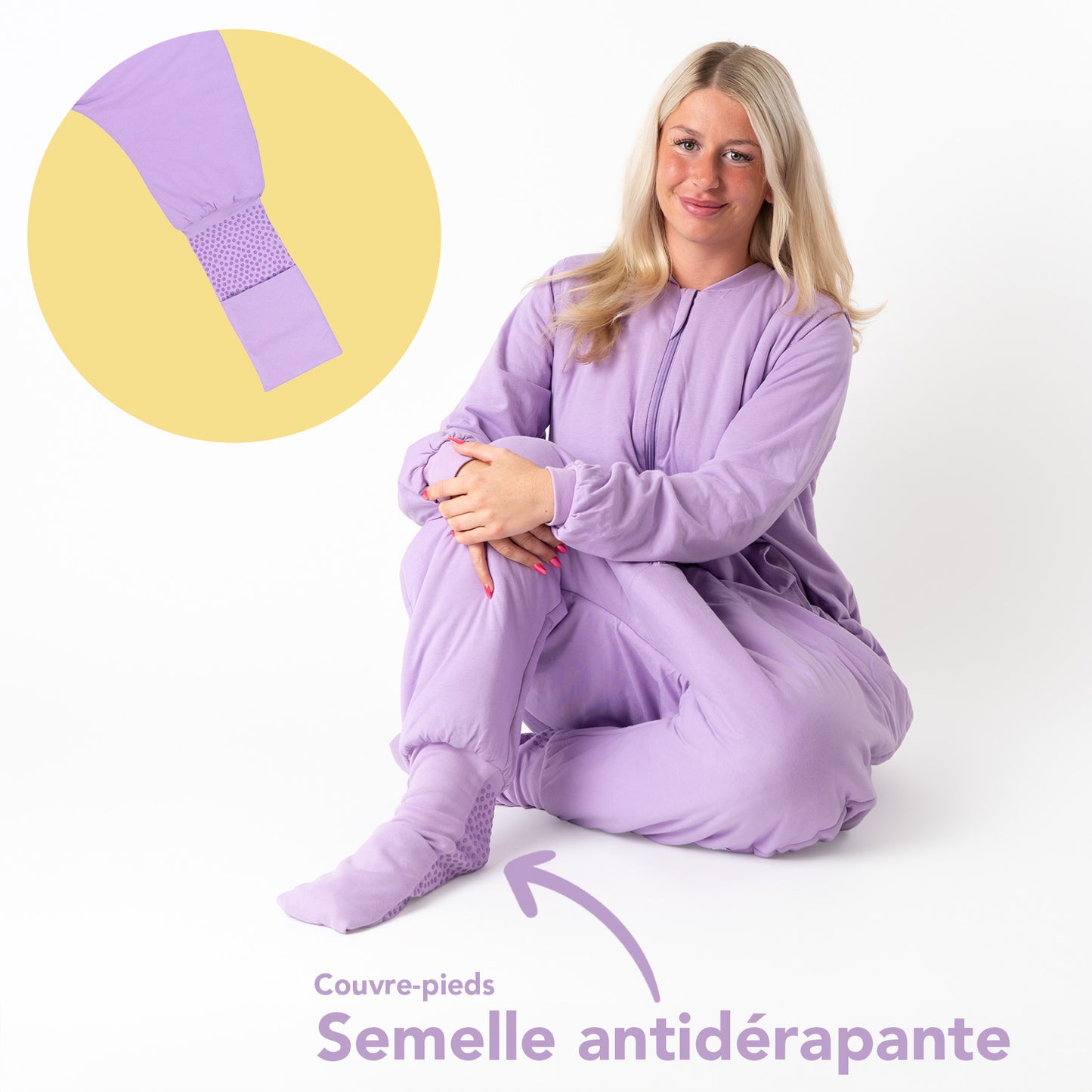 Gigoteuse à pieds adulte - manches amovibles - TOG 1_Lilas_zone du pied_1190