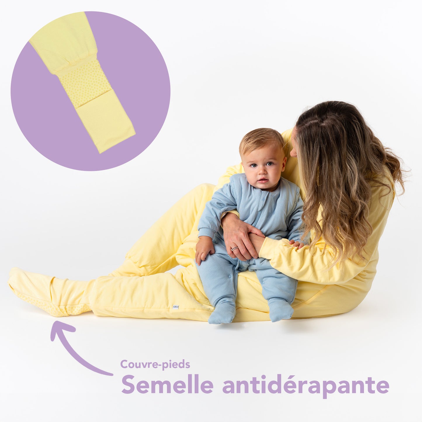 Gigoteuse à pieds adulte - manches amovibles - TOG 1_Jaune Clair_zone du pied_1190
