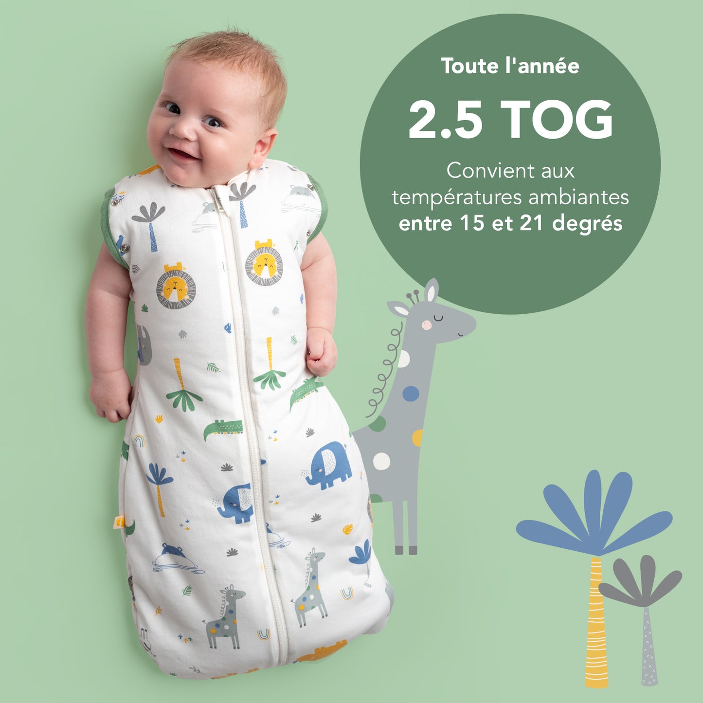 Sac de couchage emmaillotage bébé 2.5 TOG