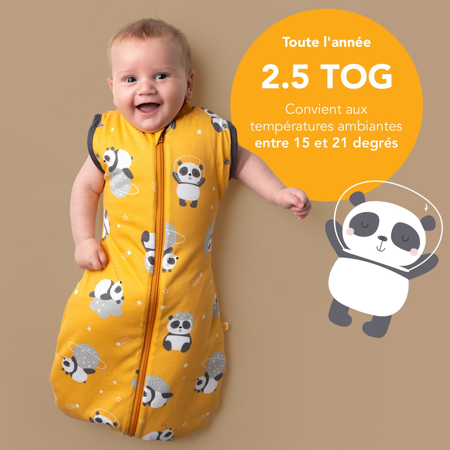 Sac de couchage emmaillotage bébé 2.5 TOG