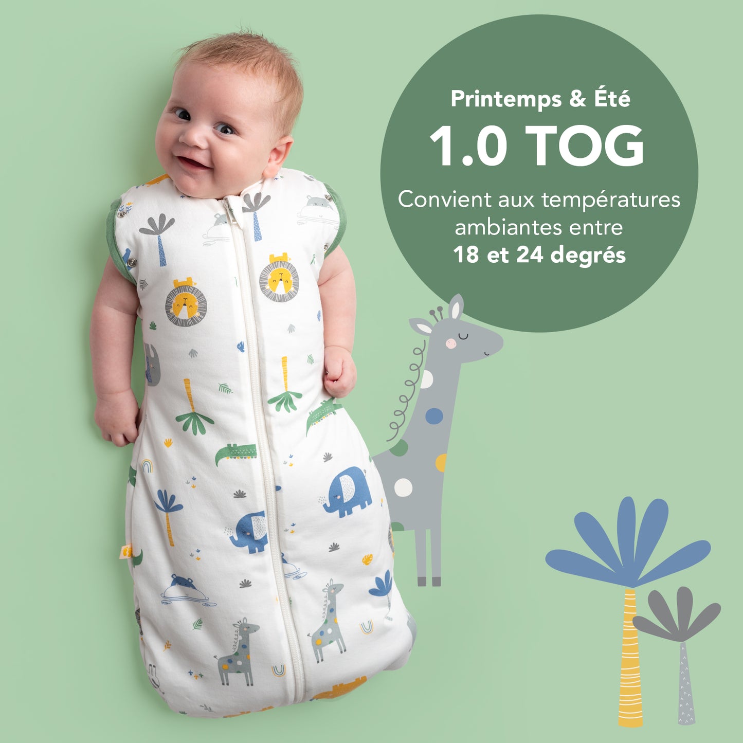 Sac de couchage emmaillotage bébé 1.0 TOG
