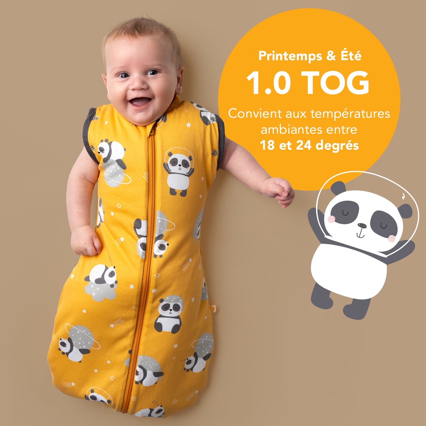 Sac de couchage emmaillotage bébé 1.0 TOG
