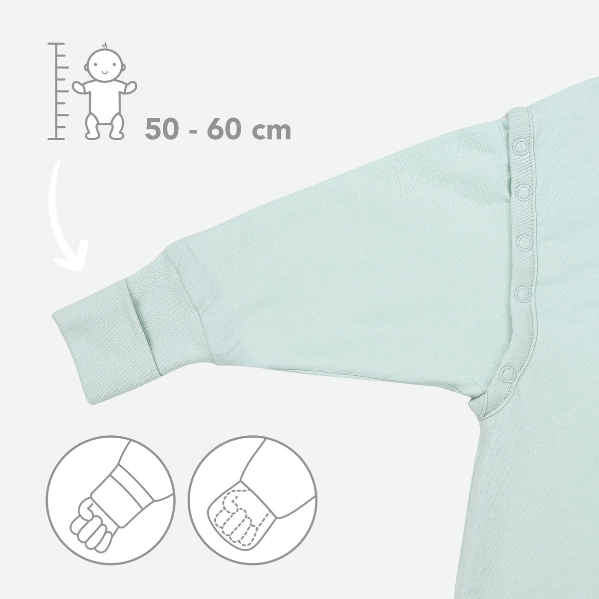 Gigoteuse à pieds et manches été & mi-saison - TOG 1_Sauge_zone du bras_1200