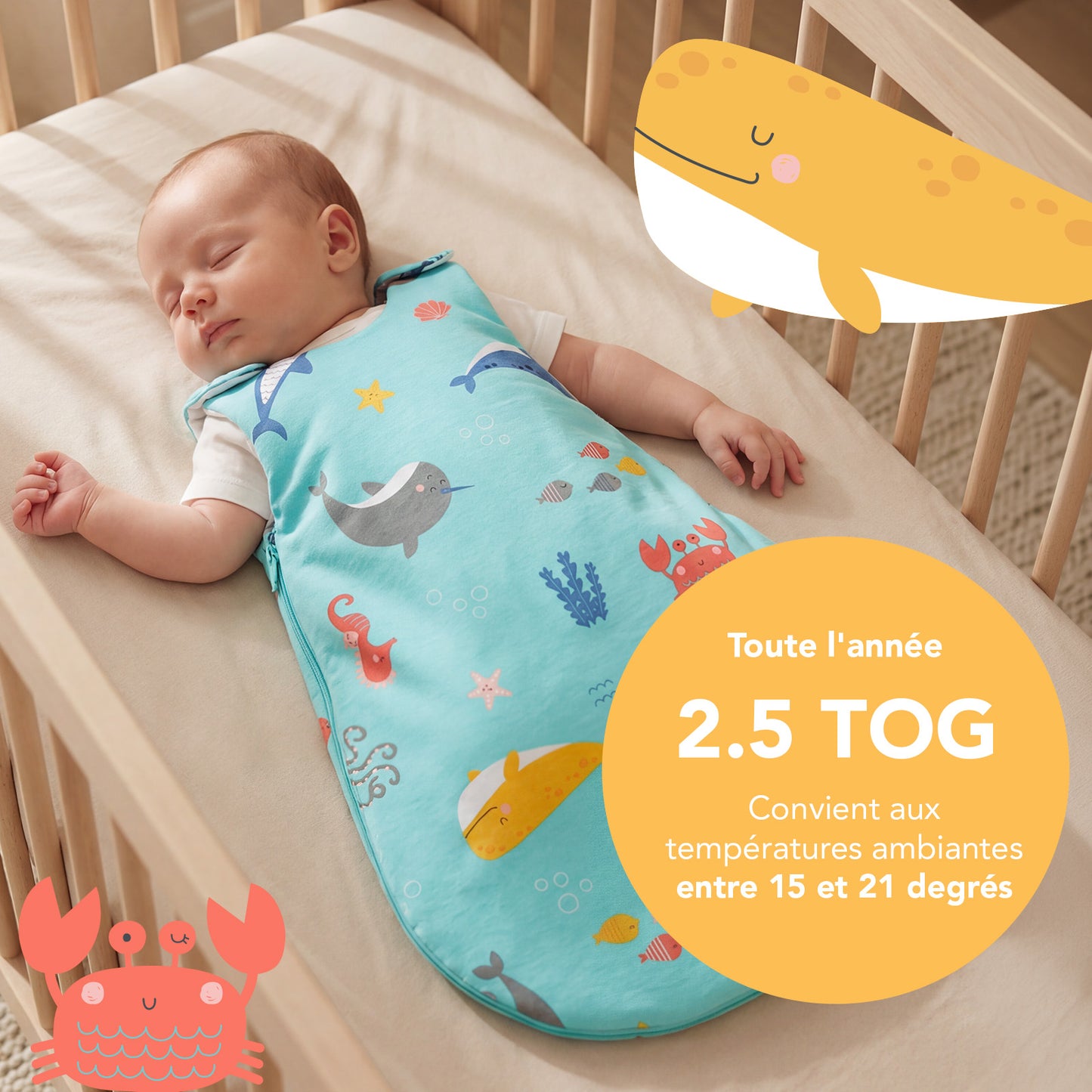 Gigoteuse bébé toutes saisons - 2.5 TOG_Animaux marins_TOG_1205