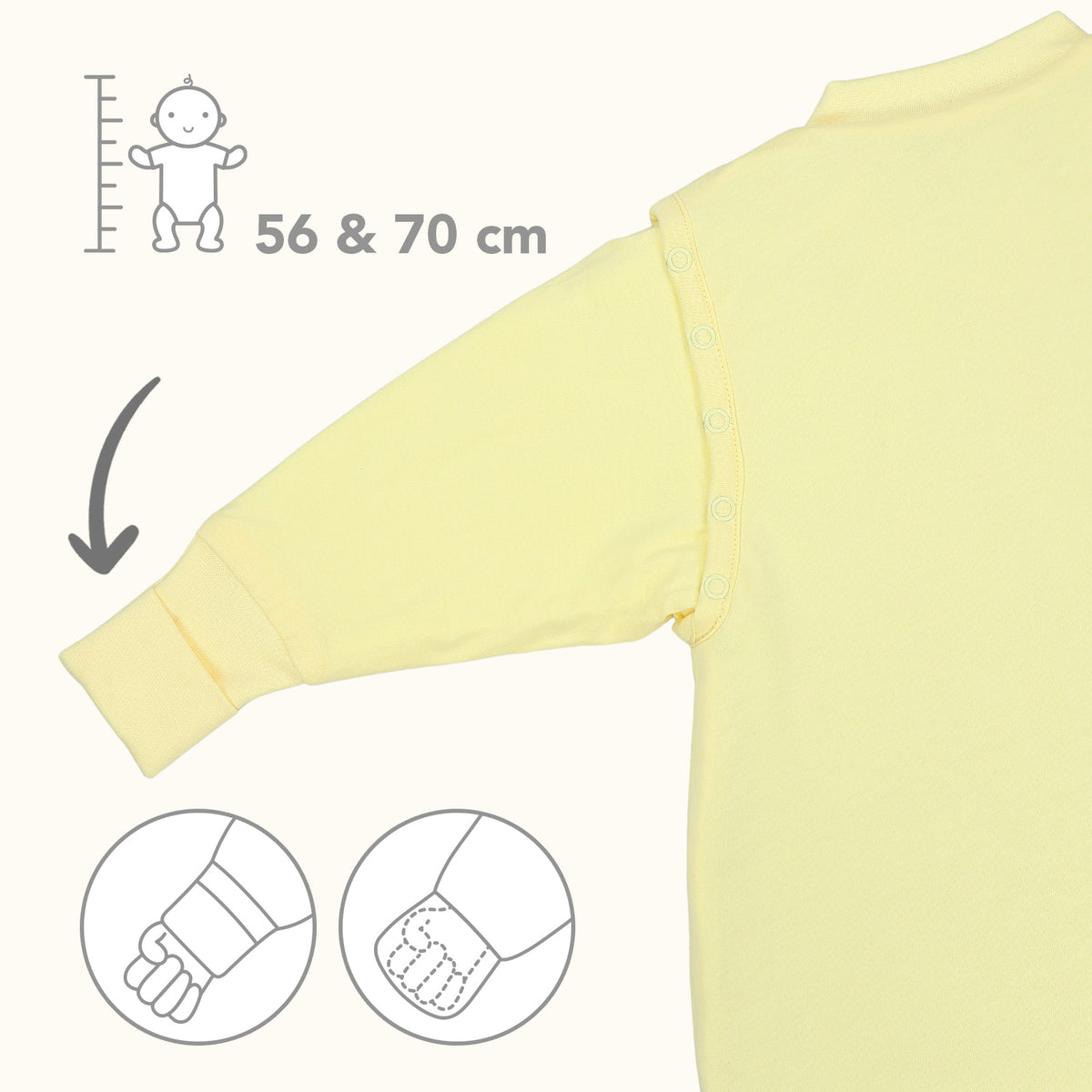 Gigoteuse bébé hiver - 3.5 TOG_Jaune Clair_zone du bras_1210