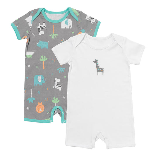 Barboteuse bébé manches courtes - bio - lot de 2