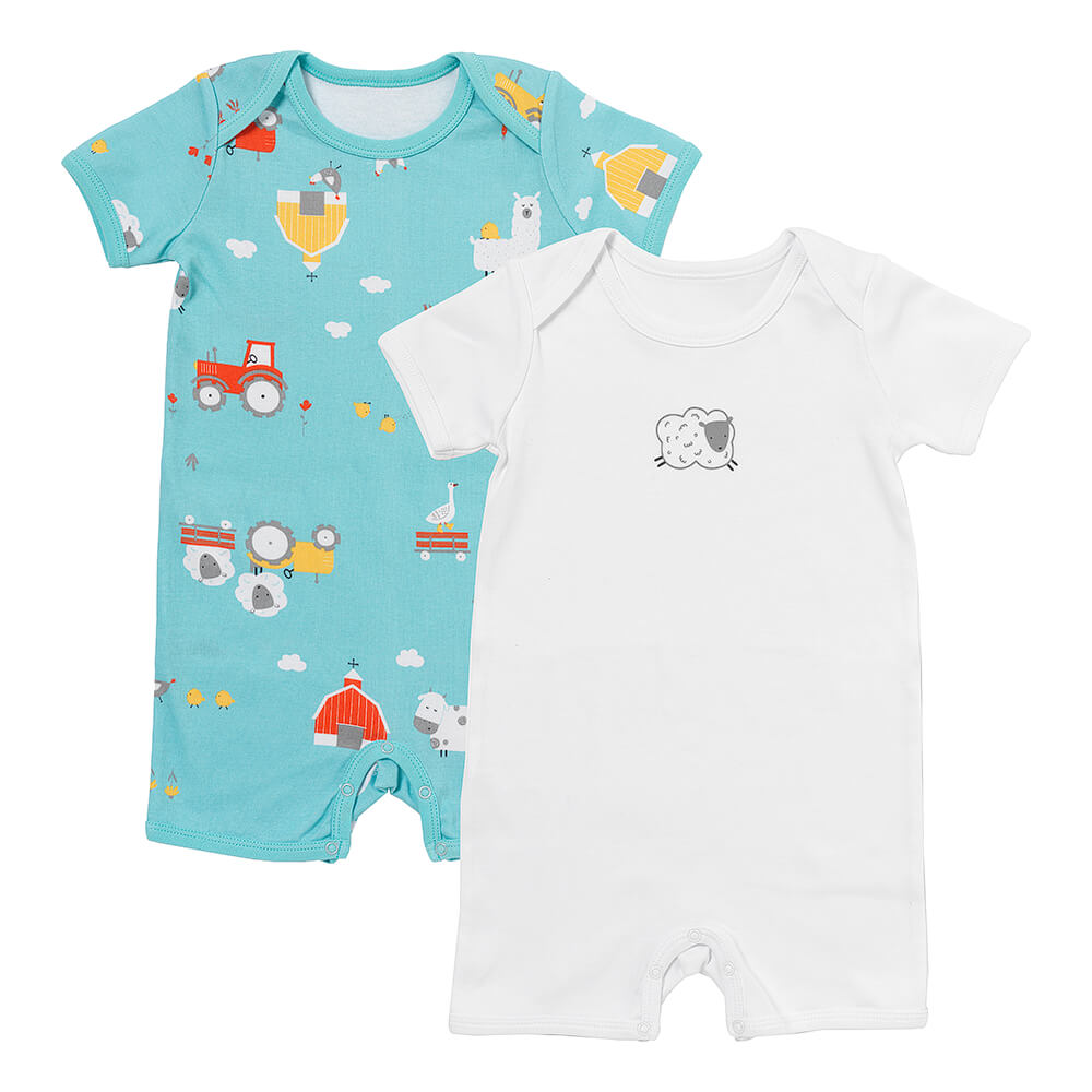 Barboteuse bébé manches courtes - bio - lot de 2