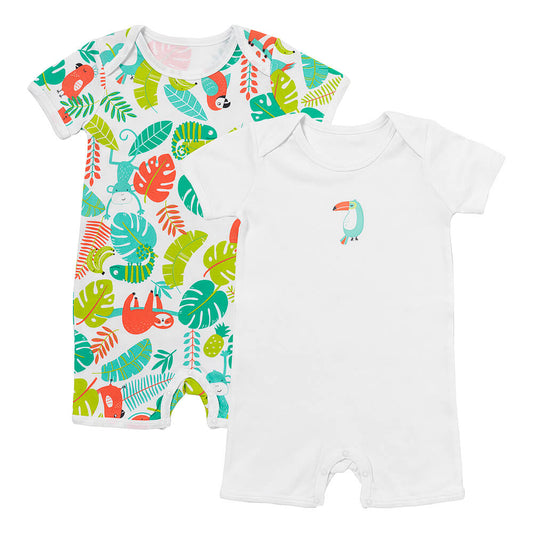 Barboteuse bébé manches courtes - bio - lot de 2
