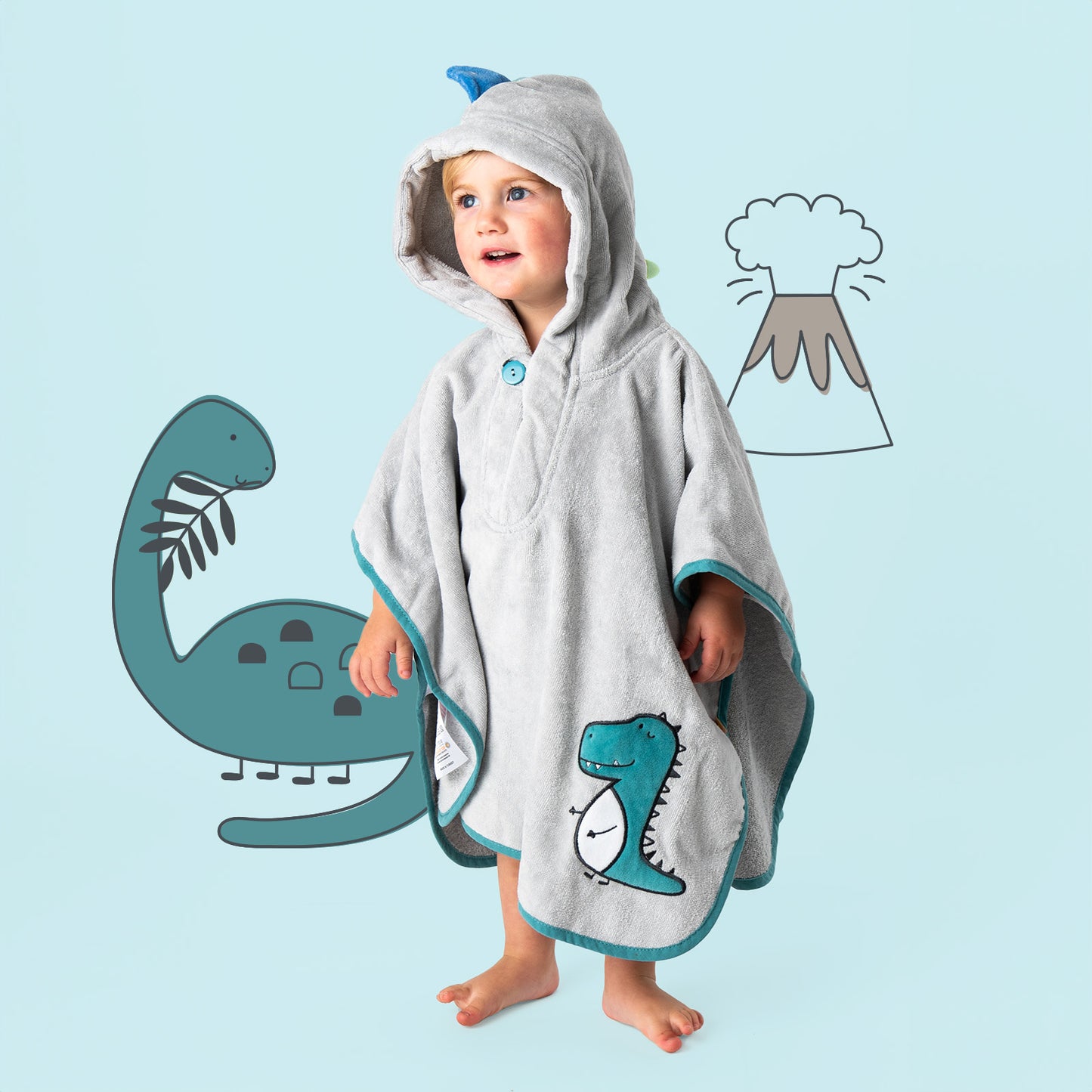 Poncho de bain à capuche pour enfant_Dinosaure_2_409