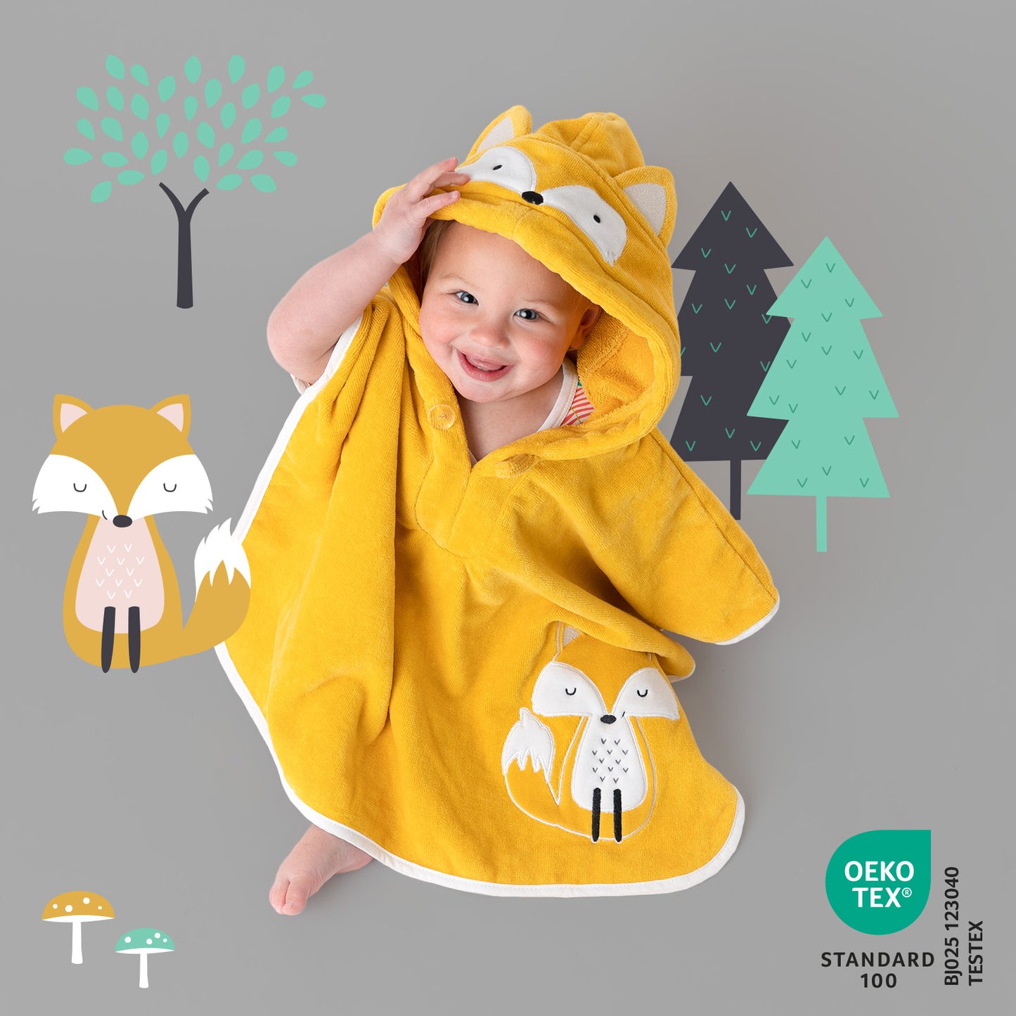 Poncho de bain à capuche pour enfant_Animaux de la forêt_2_409