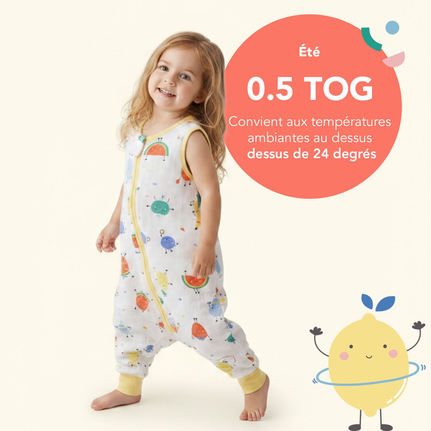 Gigoteuse à pieds été - mousseline - 0.5 TOG_Fruits en Forme_TOG_412