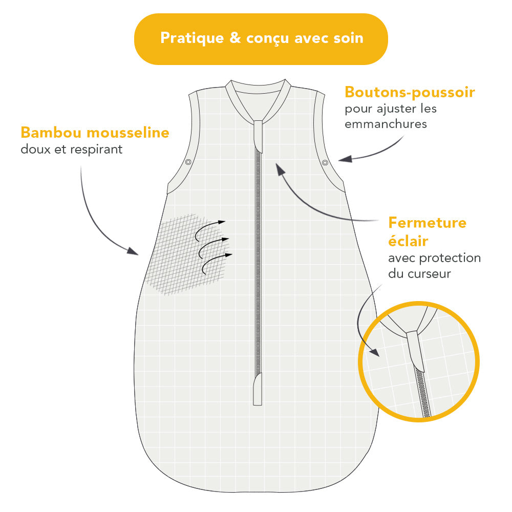 Gigoteuse bébé été - mousseline - 0.5 TOG