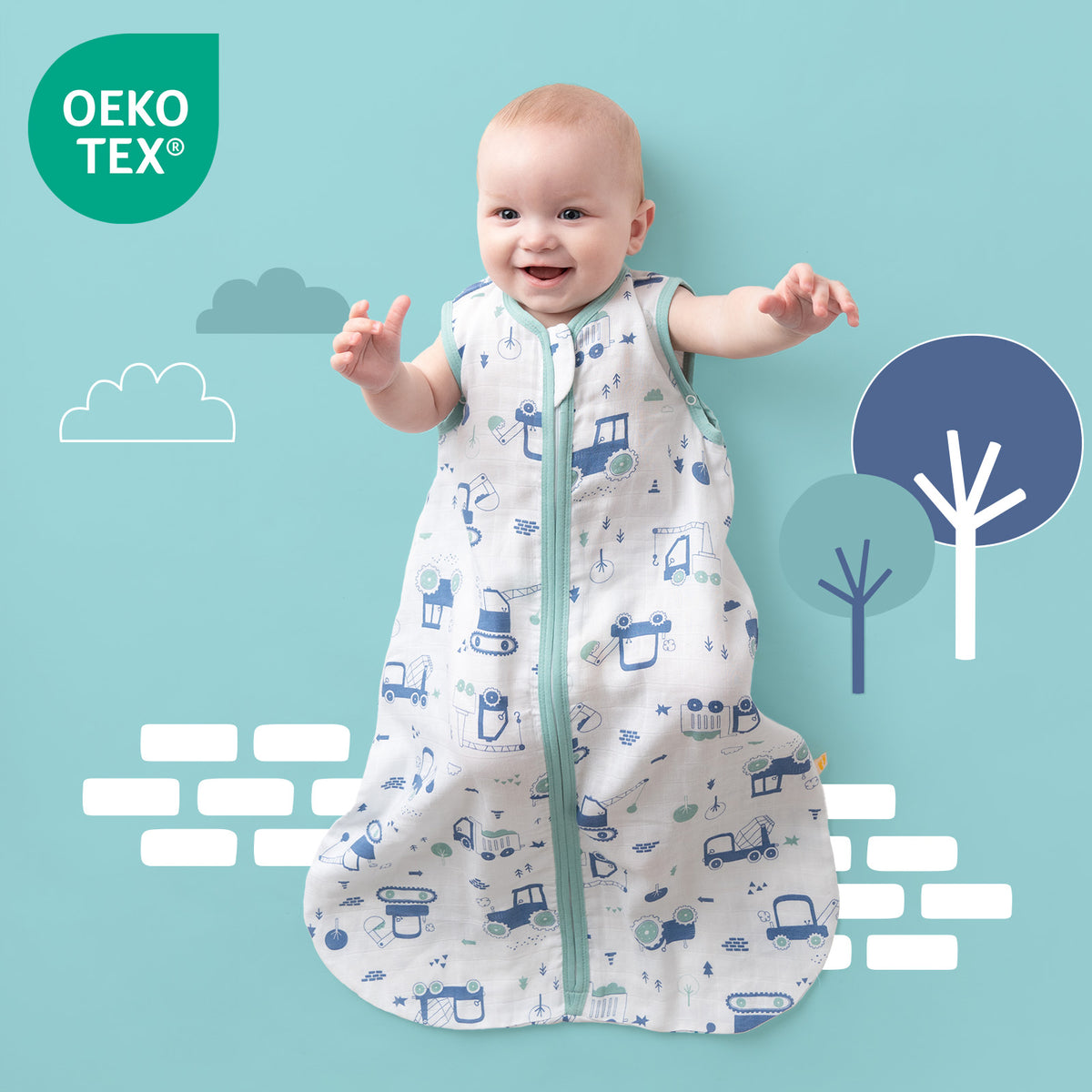 Gigoteuse bébé été - mousseline - 0.5 TOG_Pelleteuse_OEKOTEX_415