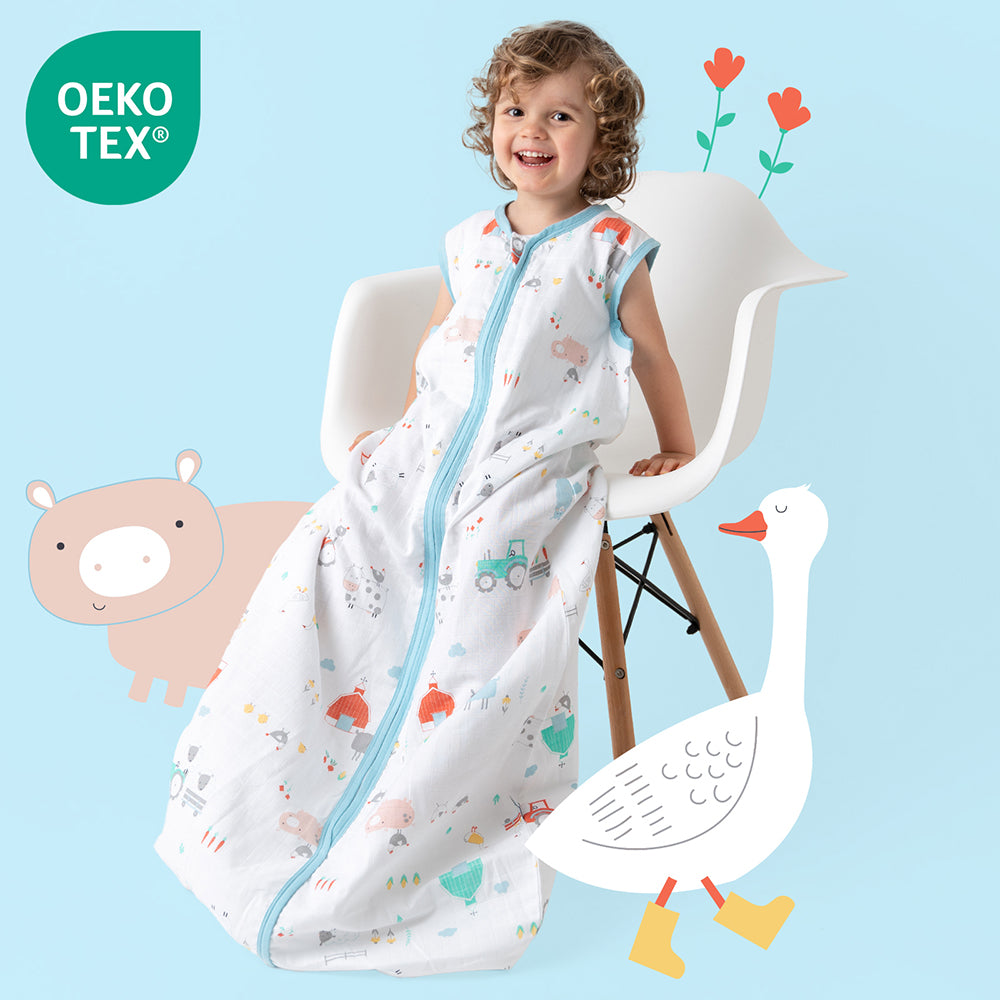 Gigoteuse bébé été - mousseline - 0.5 TOG_Cour de ferme_OEKOTEX_415