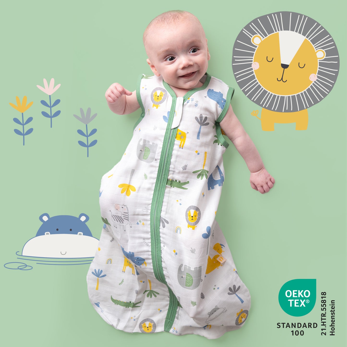 Gigoteuse bébé été - mousseline - 0.5 TOG_Jungle_OEKOTEX_415