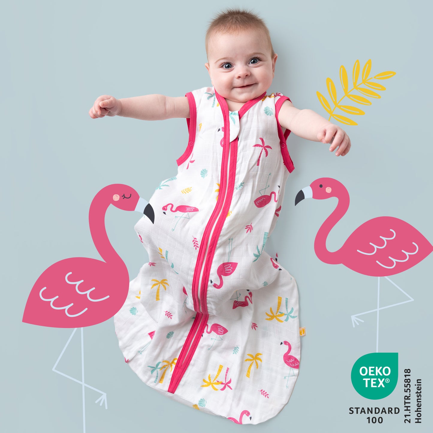 Gigoteuse bébé été - mousseline - 0.5 TOG_Flamant_OEKOTEX_415