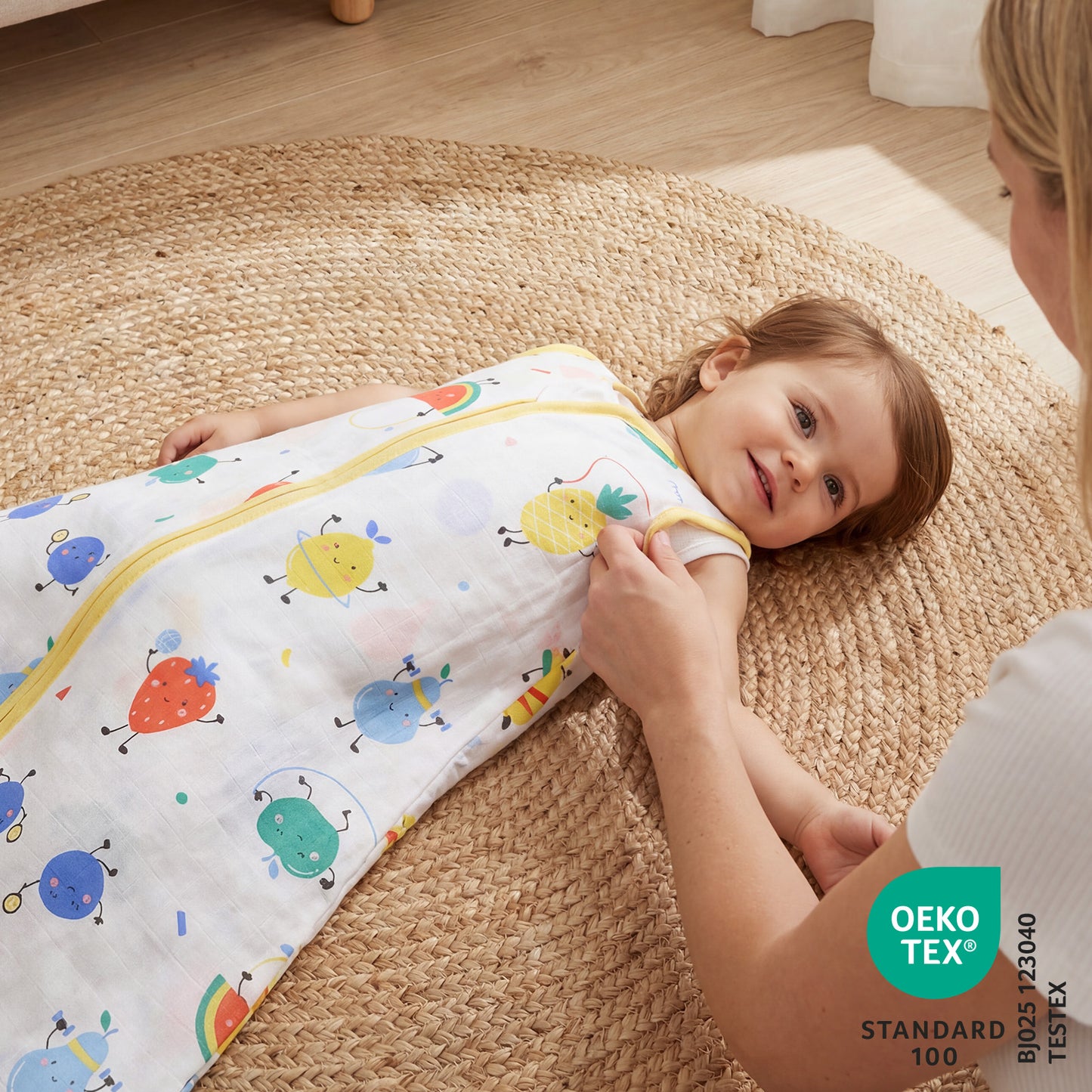 Gigoteuse bébé été - mousseline - 0.5 TOG_Fruits en Forme_OEKOTEX_415