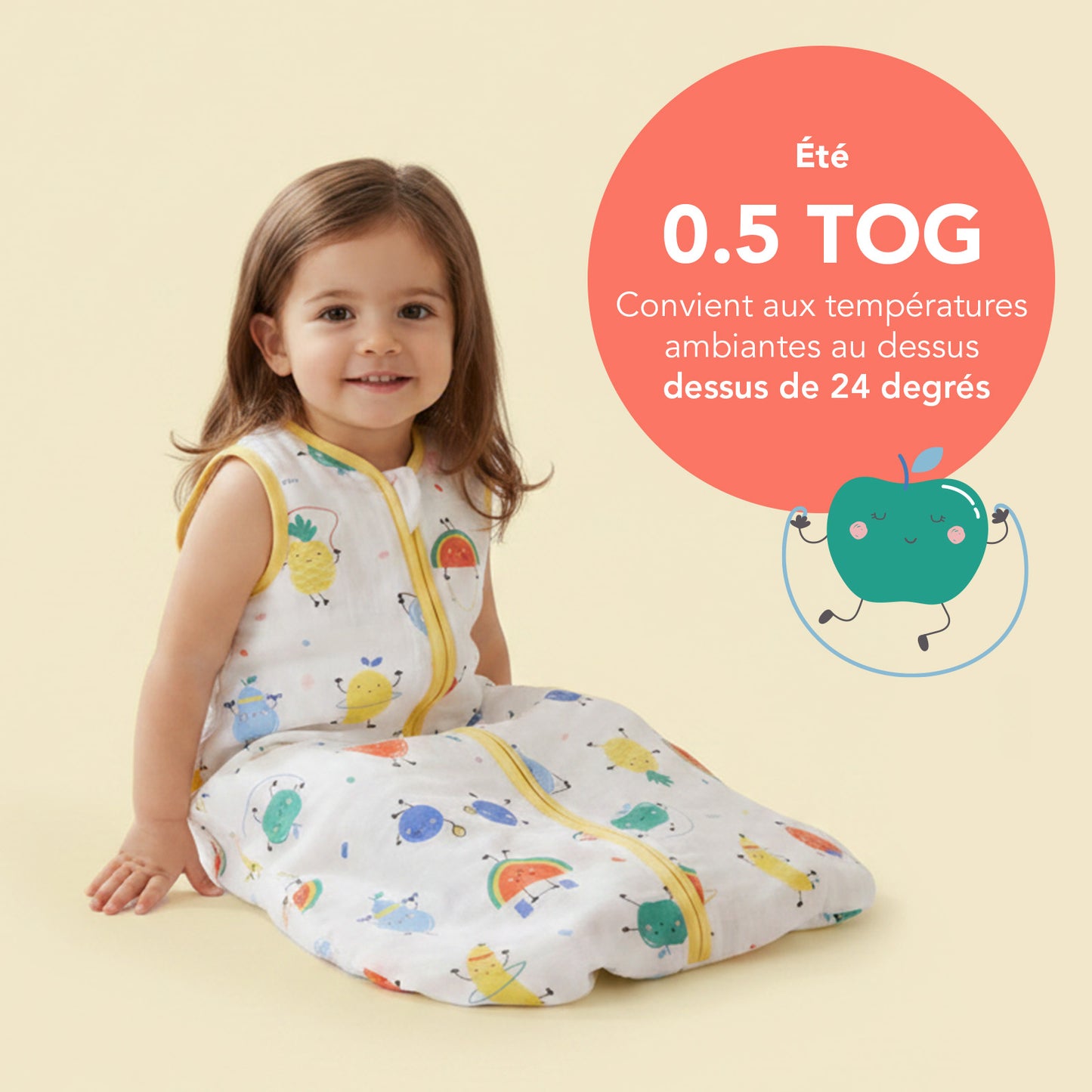 Gigoteuse bébé été - mousseline - 0.5 TOG_Fruits en Forme_TOG_415