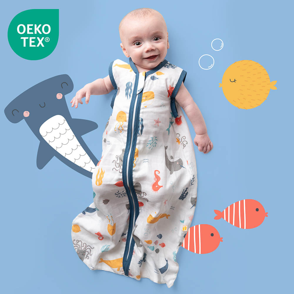 Gigoteuse bébé été - mousseline - 0.5 TOG_Animaux marins_OEKOTEX_415