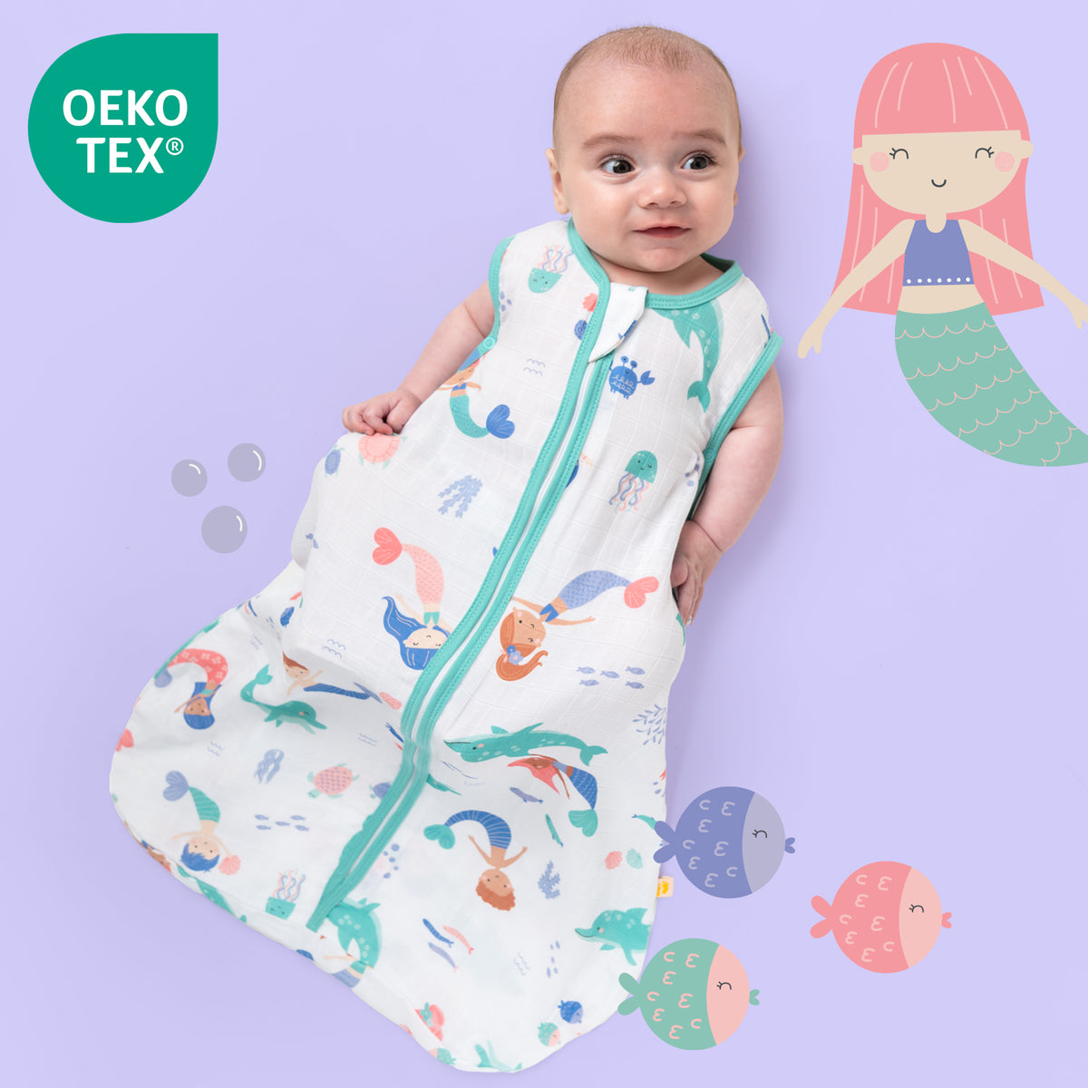 Gigoteuse bébé été - mousseline - 0.5 TOG_Sirène_OEKOTEX_415