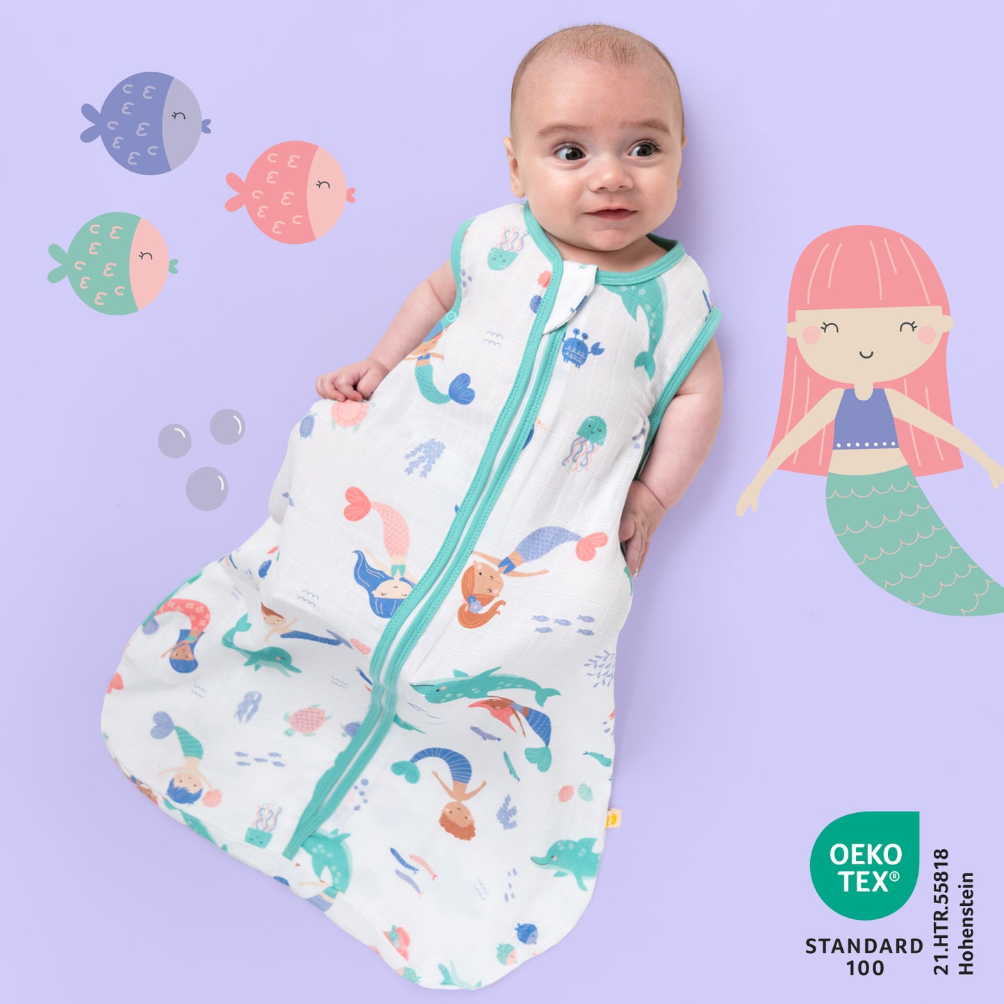 Gigoteuse bébé été - mousseline - 0.5 TOG_Sirène_OEKOTEX_415