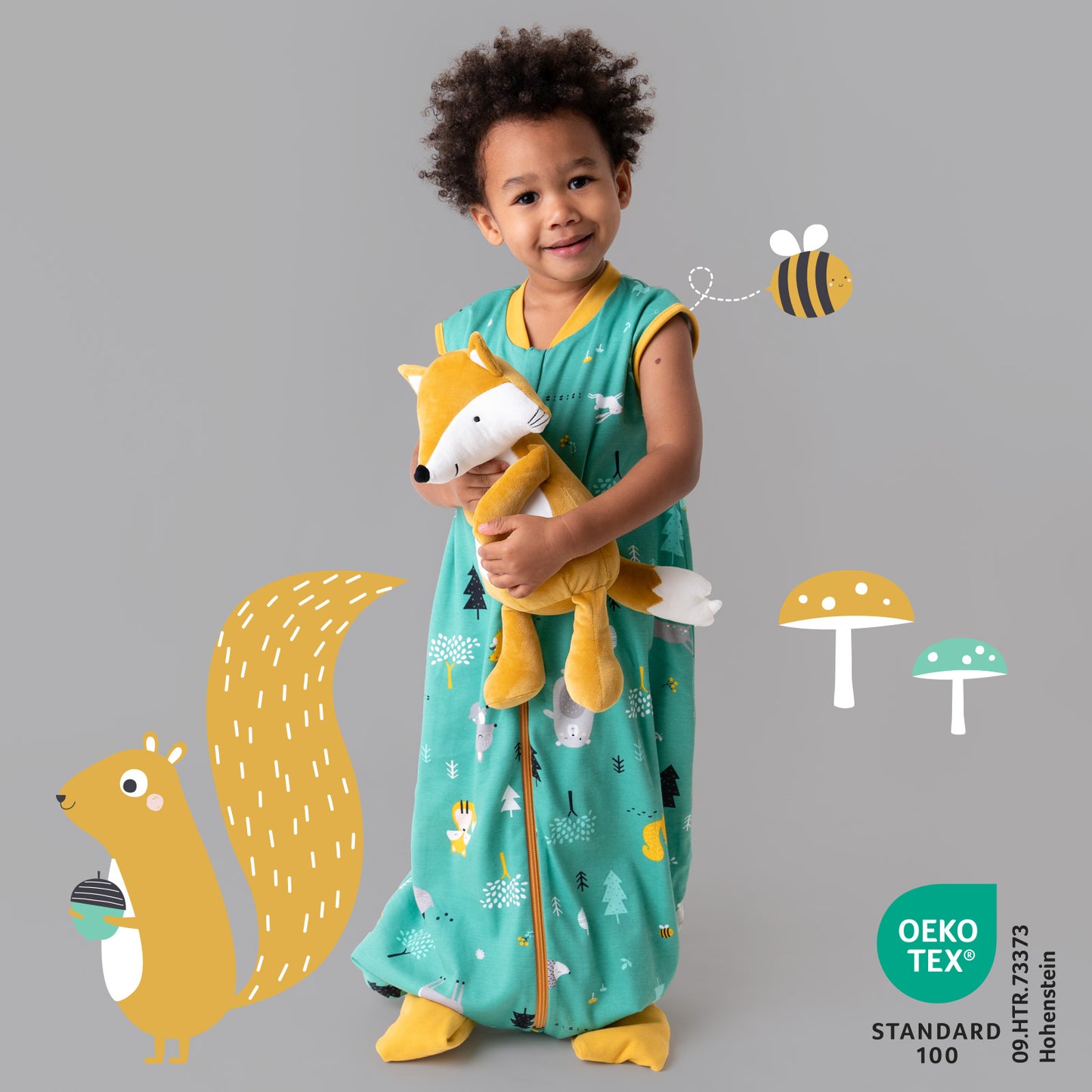 Gigoteuse à pieds été & mi-saison - coton 100% bio - TOG 1_Animaux de la forêt_OEKOTEX_419