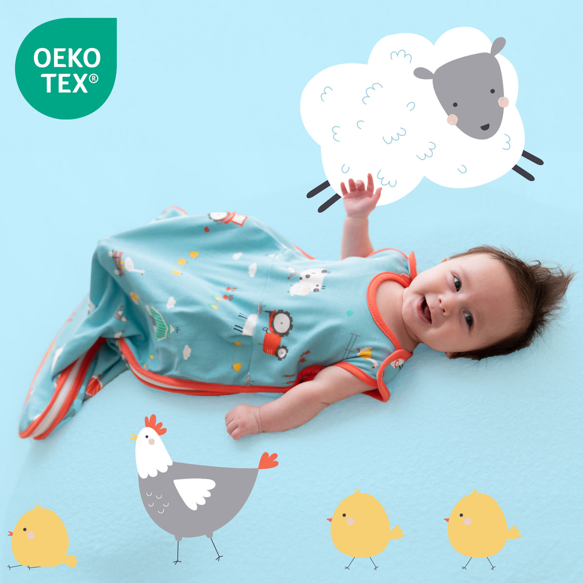 Gigoteuse bébé été & mi-saison - 100% bio - TOG 1_Cour de ferme_OEKOTEX_421