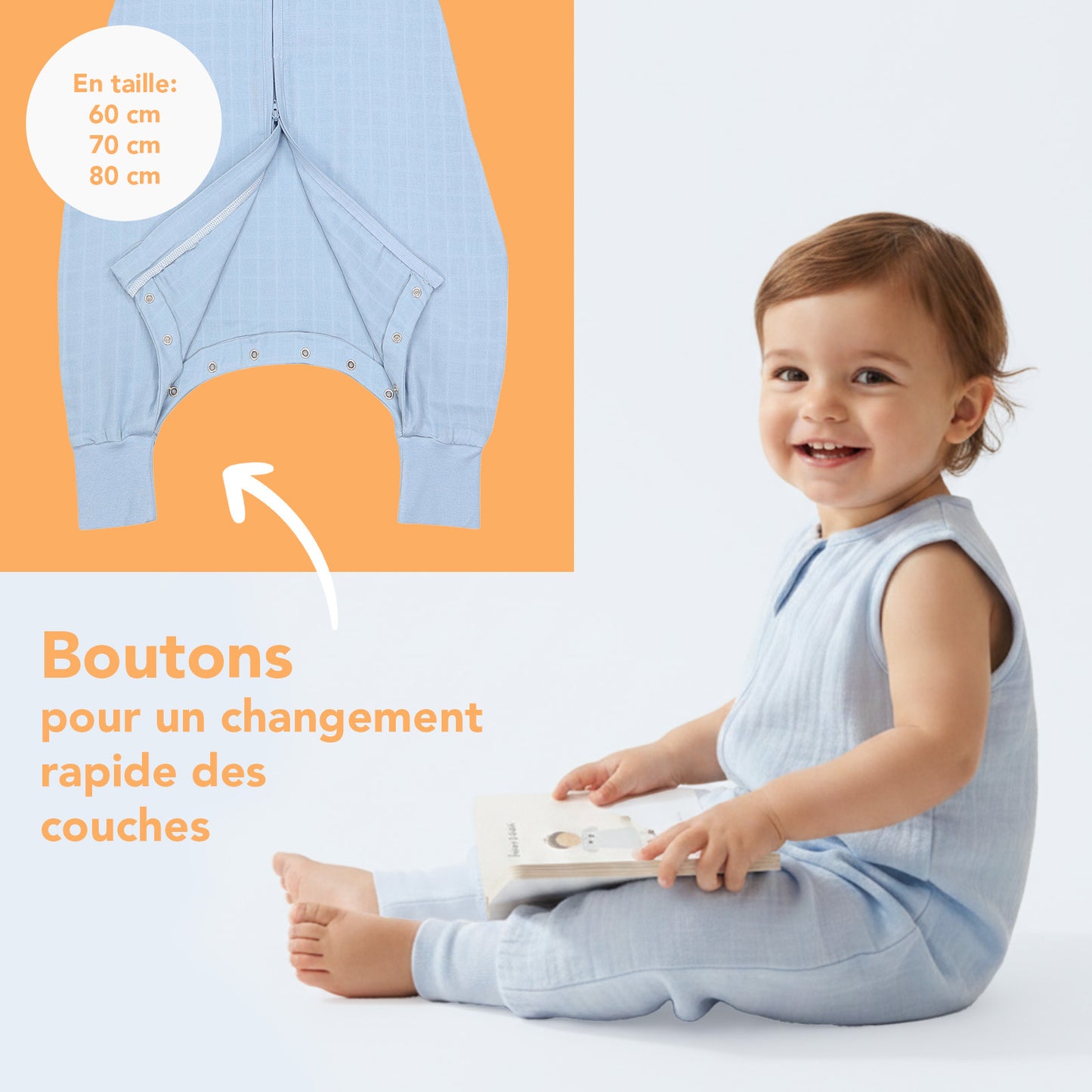 Gigoteuse à pieds été - unie - mousseline - 0.5 Tog_Bleu Glacé_3_422