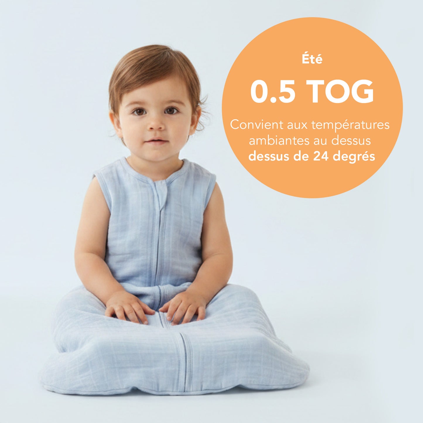 Gigoteuse bébé été - mousseline - 0.5 Tog_Bleu Glacé_5_423