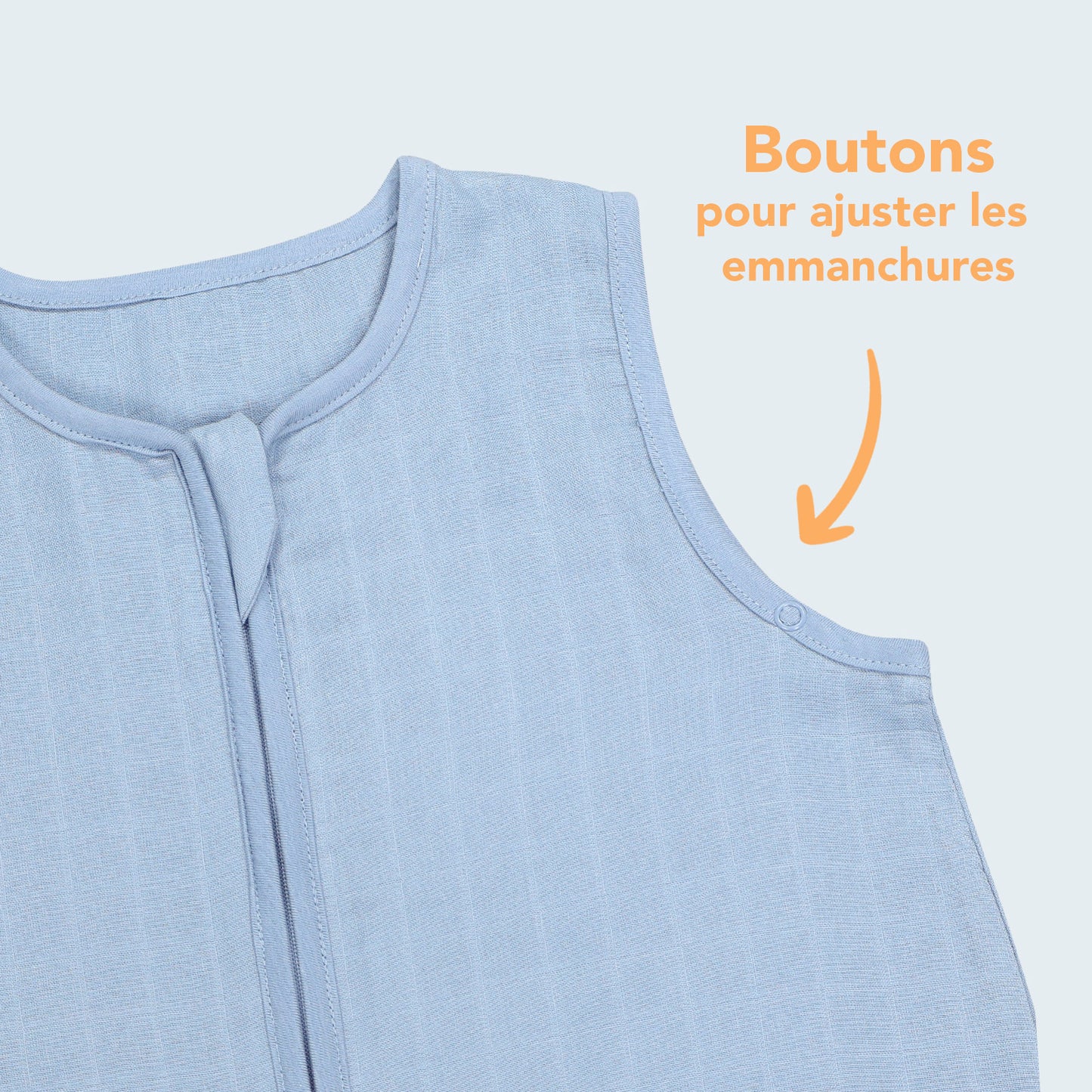 Gigoteuse bébé été - mousseline - 0.5 Tog_Bleu Glacé_4_423